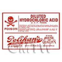 Dolls House Miniature Hydrochlorich Acid Poison Label Style 1
