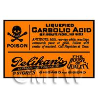 Dolls House Miniature Orange Carbolic Acid Poison Label Style 2