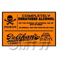 Dolls House Miniature Orange  Denatured Alcohol Label Style 2