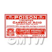 Dolls House Miniature Carbolic Acid Poison Label (S3)