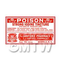 Dolls House Miniature Iodine Tincture Poison Label (S3)