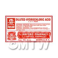 Dolls House Miniature Hydrochlorich Acid Poison Label Style 4