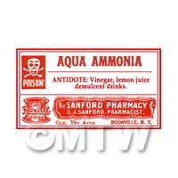 Dolls House Miniature Aqua Ammonia Poison Label Style 4