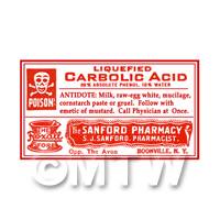 Dolls House Miniature Carbolic Acid Poison Label Style 4