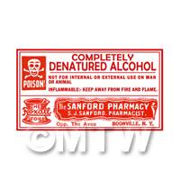 Dolls House Miniature Denatured Alcohol Poison Label Style 4