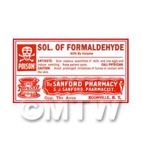 Dolls House Miniature Formaldehyde Poison Label Style 4