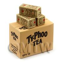 Dolls House Miniature Typhoo Tea Grey Shop Stock Box And 3 Loose Boxes