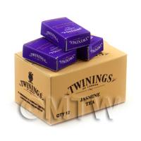 Dolls House Miniature Twinings Jasmine Tea Stock Box And 3 Loose Boxes