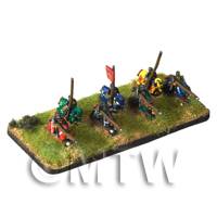 painted charging and lance up frankish cavalry with flagbearer