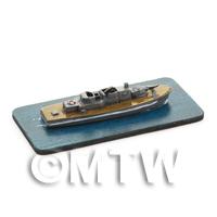 right hand view of small Armoured Boat on water