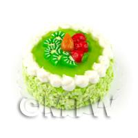 Dolls House Miniature Green Glazed Kiwi Cake
