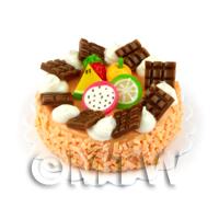 Dolls House Miniature Peaches And Chocolate Cake