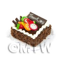 Miniature Square Chocolate Fruit Topped Thank You Cake