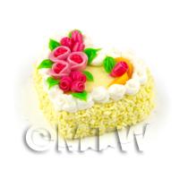 Dolls House Miniature Yellow Iced Heart Cake