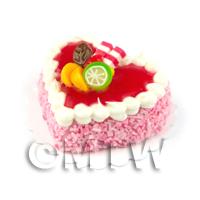 Dolls House Miniature Pink Iced Heart Cake