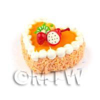 Dolls House Miniature Peach Iced Fruit Topped Heart Cake