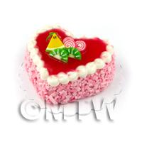 Dolls House Miniature Pink Iced Fruit Topped Heart Cake