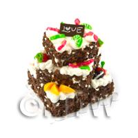 Chocolate and Mixed Fruit topped Miniature Square Celebration Cake 