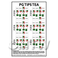 Dolls House Miniature Packaging Sheet of 6 PG Tips Tea