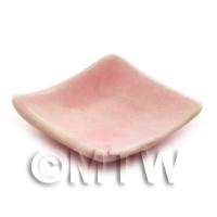 Dolls House Miniature Handmade 27mm Pink Ceramic Square Plate