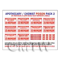 Dolls House Miniature Poison Label Pack 2