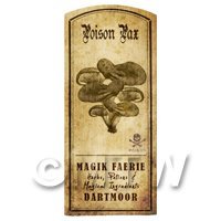 Dolls House Miniature Apothecary Poison Pax Fungi Label