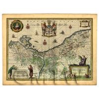 Dolls House Miniature Old Map Of Pomerania From The Late 1500s