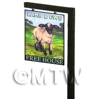 1/12th scale - Free Standing Dolls House Pub / Tavern Sign - Ewe And Lamb