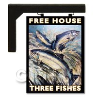 Wall Mounted Dolls House Pub / Tavern Sign - The Three Fishes