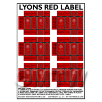 Dolls House Miniature Packaging Sheet of 6 Lyons Red Label
