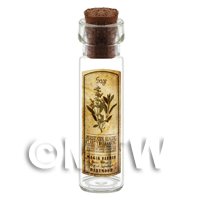 Dolls House Apothecary Sage Herb Long Sepia Label And Bottle