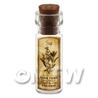 Dolls House Apothecary Sage Herb Short Sepia Label And Bottle