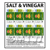 Dolls House Miniature Packaging Sheet of 8 Walkers Salt & Vinegar Crisps 