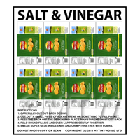 Dolls House Miniature Packaging Sheet of 8 Walkers Salt & Vinegar Crisps