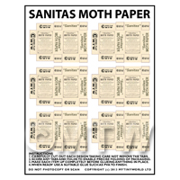 Dolls House Miniature sheet of 6 Sanitas Moth Paper Boxes