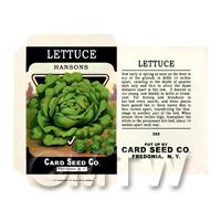 Hansons Lettuce Dolls House Miniature Seed Packet