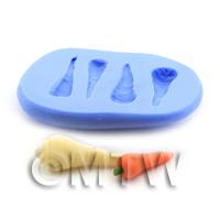 Dolls House Miniature 4 Part Reusable Silicone Parsnip and Carrot Mould