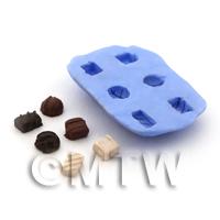 Dolls House Miniature 6 Piece Dome, Square and Oblong Chocolate Mould