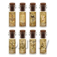 Dolls House Apothecary Short Herb Sepia Label And Bottle Set 5