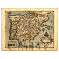Dolls House Miniature Old Map Of Spain From The Late 1500s