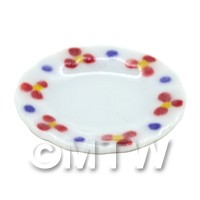 Dolls House Miniature Flower Design 22mm Ceramic Round Plate