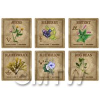 Dolls House Herbalist/Apothecary Square Herb Label Set 2