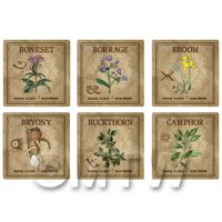 Dolls House Herbalist/Apothecary Square Herb Label Set 3