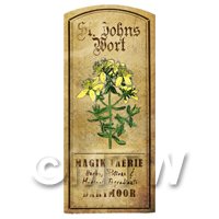 1/12th scale - Dolls House Herbalist/Apothecary St Johns Wort Herb Short Colour Label