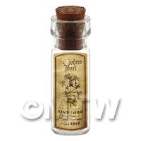 1/12th scale - Dolls House Apothecary St Johns Wort Herb Short Sepia Label And Bottle