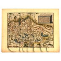 Dolls House Miniature Old Map Of Switzerland From The Late 1500s