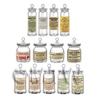 1/12th scale - [INF]Set of 13 Miniature Glass Apothecary Storage Jars 