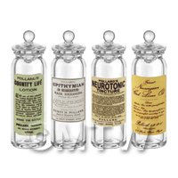 Set of 4 Miniature Glass Apothecary Storage Jar 