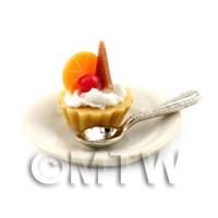 Dolls House Orange and Chocolate Tart on a Plate With a Spoon