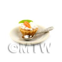 Dolls House Miniature Fondant Carrot Tart on a Plate With a Spoon